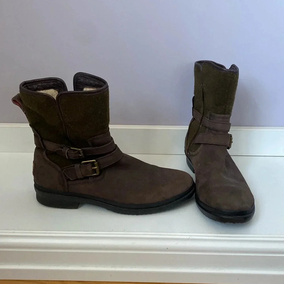 Ugg brown and green Simmens size zip boot size 10 - Picture 1 of 12